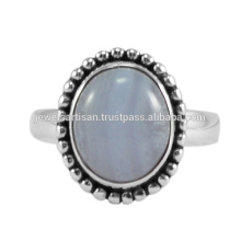 Blue Lace Agate Gemstone 925 Sterling Silver Ring Jewelry